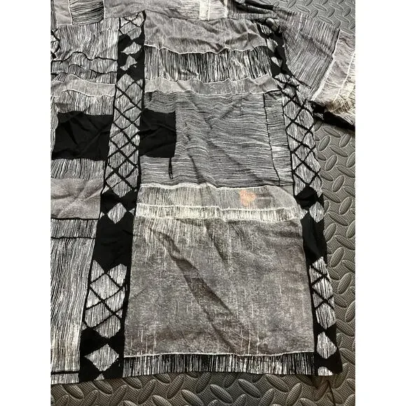 Vintage Jams World Rayon Shirt Geometric Black White Retro Surf Mens Size Med‎